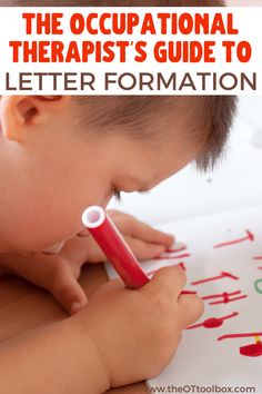 a young child writing on a sheet of paper with the words, the occupational therapist's guide to letter formation