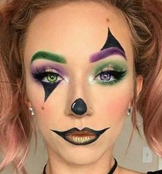 Easy Clown Makeup, Jester Makeup, Scary Clown Costume, Halloween Makeup For Kids, Makeup Ide, Cute Clown Makeup, Creepy Halloween Makeup, Theatre Makeup, Cute Halloween Makeup