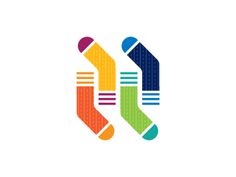 two colorful socks with different colors on them