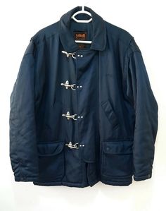 Schott NYC Fireman jacket blue navy clasp fastening padded vintage 90s M | eBay Fireman Jacket, Americana Fashion Men, City Stars, Blue Suede Jacket, Clothing Capsule, Laundry Floor, Graphic Shirt Design, Texas Chainsaw, 90s Jacket