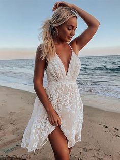 파티 드레스, Summer Sundress, Sleeveless Dresses, Backless Mini Dress, White Off Shoulder, Floral Lace Dress, Open Back Dresses, Styl Boho, Suspender Dress