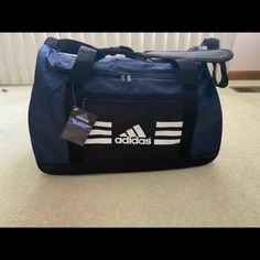 Brand New With Tags! Large Black And Blue Adidas Duffel Bag, Small Outside Zipper Pocket On The Front, Zipper Closure On Top, Handles And Shoulder Strap. Measurements Shown In Images. Functional Adidas Gym Bag For Travel, Adidas Casual Travel Gym Bag, Functional Black Adidas Gym Bag, Casual Adidas Gym Bag For Travel, Adidas Rectangular Functional Bags, Adidas Functional Rectangular Bag, Functional Adidas Rectangular Bag, Sporty Rectangular Adidas Bag, Functional Rectangular Adidas Bags