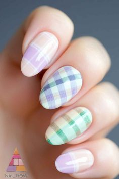 Pastel plaid with a modern twist! If you’re looking for something unique yet soft, these nails are a dreamy mix of pastel hues. Perfect for those who love a delicate touch with a stylish plaid. Save this pin for inspiration and visit NailHow.com for more Thanksgiving nail designs! 💜💚 Gingham Nails, Remove Shellac Polish, Simple Nails Design, Easter Nail Art Designs, Shellac Nail Art, Festive Manicure, Easter Nail, Pastel Nails Designs