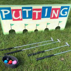 Golf Party Games, Golf Club Grips, Golf Diy, Golf Birthday Party, Boys First Birthday Party Ideas, Crazy Golf, Giant Games, Golf Outing, Golf Club Sets