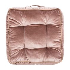 a square shaped cushion with pink velvet lining