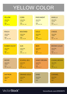 the color chart for yellow is shown in this graphic style, with different colors and sizes