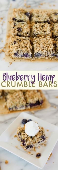 blueberry hemp crumble bar on a white plate