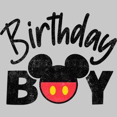 a mickey mouse birthday shirt with the words'birthday boy'in black and red