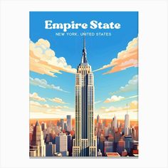 the empire state new york, united states poster art print on canvas by unknown artist