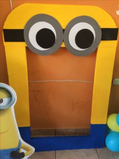 this is an image of a despicable minion door decoration for a birthday party