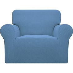 a blue chair on a white background