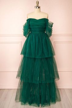 Tiered Tulle Dress, Prom Dress Gold, Colour Names List, Prom Dress Burgundy, Tulle Long Dress, Tiered Prom Dress, A Line Prom Dress, Tulle Material, Green Tulle