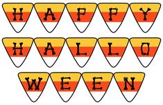 halloween guitar pickers with the word happy written in black on orange and yellow stripes