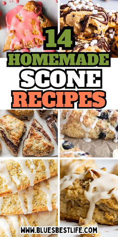 A collection of scone recipes. Scones Lemon, Scones Blueberry, Fruit Scones Recipe, Perfect Scones Recipe, Savory Scones Recipe, The Best Scones, Easy Scone, Best Scones, British Scones