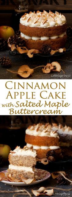 cinnamon apple cake with salted maple buttercream is an easy and delicious dessert