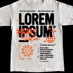 a white t - shirt with an orange and black design on it