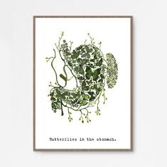 a framed print with the words, butterflies in the stromh and an image of a