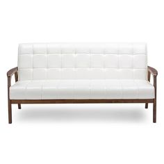 Baxton Studio Baxton Studio Mid-Century Masterpieces Sofa - White FredCo White Living Room Set, Mid Century Couch, Chair Corner, Modern House Ideas, White Leather Sofas, 3 Piece Living Room Set, Mid Century Sofa, Office Setting, Wholesale Furniture