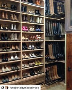 a closet filled with lots of different types of shoes