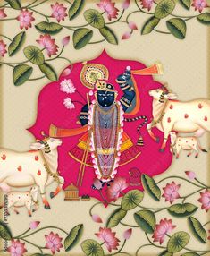 A Beautiful Indian Cow Pichwai Art Illustration with background Interior Wall Decoration,Pichwai Krishna Shreenathji Pichwai Painting, Pichwai Shreenathji, Shrinathji Image, Pichwai Paintings Krishna, Pichwai Background, Pichwai Paintings Cows, Shrinathji Pichwai Paintings, Pichwai Wallpaper, Pichwai Art Paintings