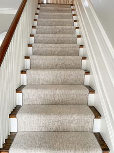 Neutral Stair Runner installed by The Carpet Workroom Stairs Carpet Ideas, Lobby Carpet, Neutral Stair Runner, Stair Carpet Ideas, Renovation Stairs, Carpeted Staircase, Stairs Carpet, Luxury Stairs, Stair Renovation