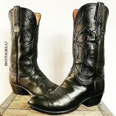 Lucchese Vintage Classics Handmade Black Leather Cowboy Western Boots Men's 8.5  | eBay Vintage Calf Leather Boots With Snip Toe, Lucchese Boots Mens, Western Fashion Men, Lucchese Boots, Vintage Classics, Western Cowboy Boots, Mens Shoes Boots, Western Cowboy, Western Boots