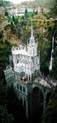 Santuario de las Lajas, Basilica Church, was built in a Gothic Revival style inside the Canyon of the Guaitara River located in Colombia, South America. by joshua royal Famous Castles, Magic Places, Beautiful Castles