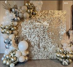 two silver and white balloons are next to a photo frame that says happy new year