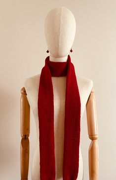 Warm skinny red scarf Trendy Red Scarf, Red Knitted Scarf, Vintage Red Scarf For Winter, Red Winter Scarf, Wine Red Scarf, Scarf Aesthetic, Cute Scarf, Care Basket, Winter Scarves