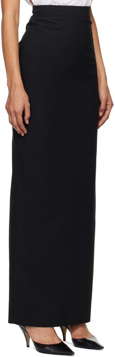 Cotton twill maxi skirt. · High-rise · Concealed zip and hook-eye closure at back · Darts at back waistband · Slit at back hem · Full viscose- and cotton-blend twill lining Supplier color: Black Maxi Pencil Skirt, Ann Demeulemeester, Black Body, Hook Eye, Cotton Twill, Maxi Skirt, Top Brands, High Rise, Cotton Blend