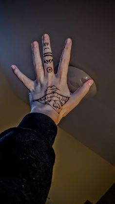 a person's hand with tattoos on it