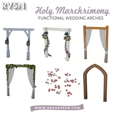 wedding archs with flowers and ribbons on them