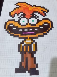 an image of a cartoon character made out of pixelons on a piece of paper