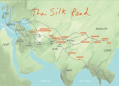 a map showing the silk road in asia