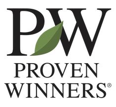 the logo for pw proven winners and color choice flowering shrubs, which are featured in