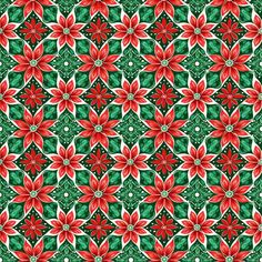 a red and green pattern with leaves on it