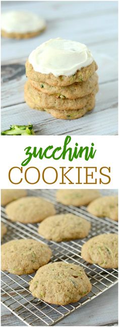 zucchini cookies with cream cheese frosting on top