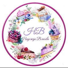 the logo for hagona bacada is decorated with flowers and cupcakes