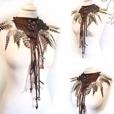 Wild Artwork, Feather Corset, Viking Costume, Fest Outfits, Larp Costume, Collar Choker, Fantasias Halloween, Recycled Leather