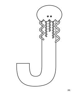 the letter j is for jellyfish coloring page