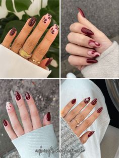 And what color captures that fall essence better than rich, sultry burgundy? Glitter Accent Nails, Nail Soak, Fall Manicure, Colors For Dark Skin, Pedicure At Home, Short Square Nails, Burgundy Nails, Round Nails, Diamond Nails