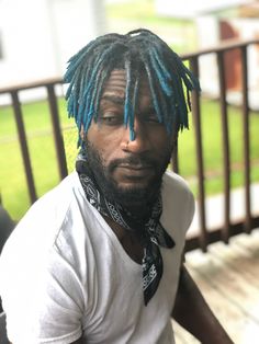 #blue #fashion #lifeplanner #dyedhair #dye #dreadlocks #dreads #dreadstyles Blue Dreads Men, Blue Locs Men, Dread Braids Men, Dread Colors, Man Dreadlocks, Blue Dreadlocks, Purple Dreads, Dyed Dreads, Blue Dreads