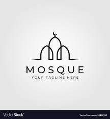 mosque logo design with black and white color on the gray background stock photo - image