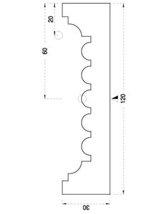 the drawing shows an image of a rectangular, straight - sided device with four holes and two