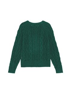 Ribbed collar, cuffs and hem . All over pattern placement may vary Green Jumper, Green Jumpers, Knitwear Outfit, Ponderosa Pine, Boy Outerwear, All Over Pattern, Cable Knit Jumper, Boys Sweatshirts, Stella Mccartney Kids