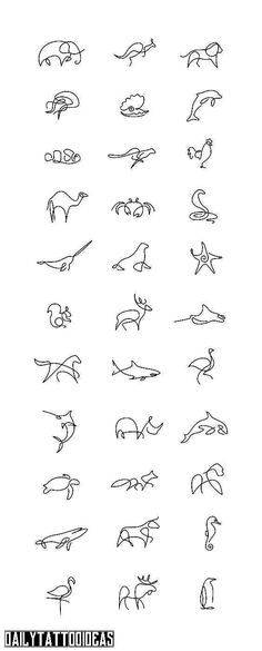 10 female tattoo options for you to marry! Patchwork Sketch Tattoo, One Line Animals Tattoo, Minimalist Animal Tattoo Ideas, Black Tattoos Minimalist, 3 Animal Tattoo, Animals Tatoos Ideas, Two Animals Tattoo, Back Tattoo Animals, Men Animal Tattoos