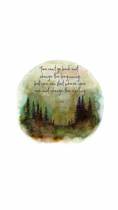 a painting with trees and a quote on it