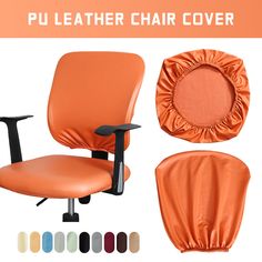 an orange leather chair cover with various colors and shapes to match the seat cushion on this office chair