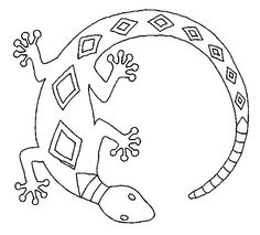 a drawing of a gecko in the shape of a circle