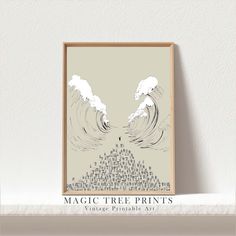 a poster with the words magic tree prints on it in front of a white wall